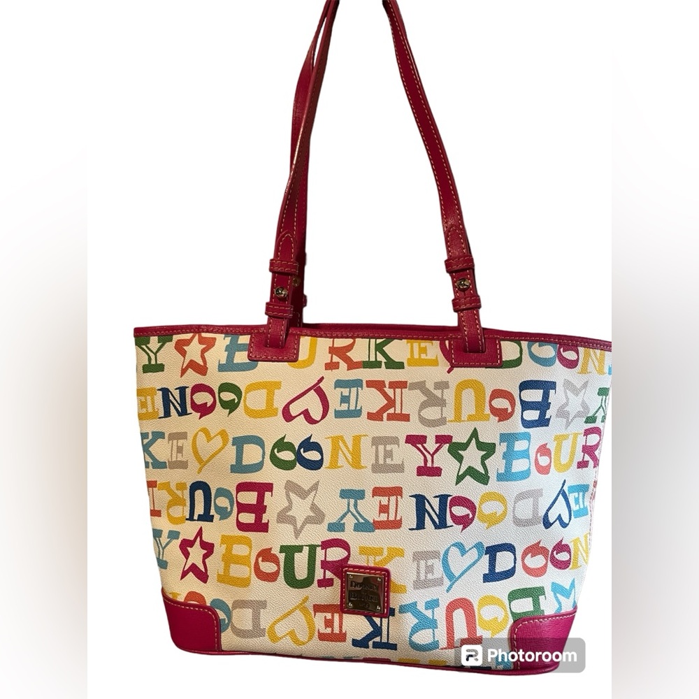 Dooney & Bourke White Multicolored Doodle Leisure Shopper Tote